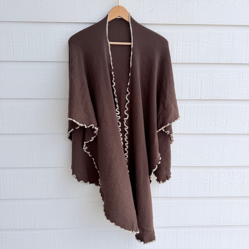 Alpaca Fina Brown Alpaca Wrap Shawl Ruana Cape Poncho Peru 37x59 Boho